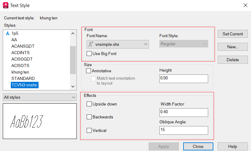 Mẫu kiểu chữ dùng trong bản vẽ cơ khí